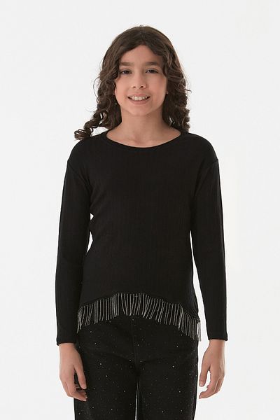 Fulla Moda Body pentru fetiță din Lycra cu nervuri și lanț în talie