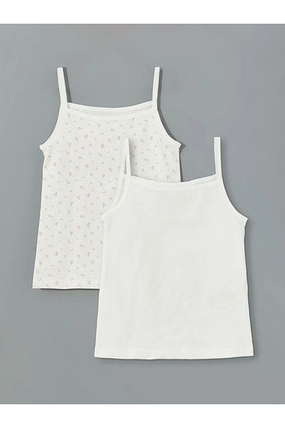 LC Waikiki Lcw Kids Ecru Square Collar Girl's Undershirt 2-Piece