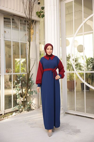 hacer ayaydın Φορητό Φόρεμα Hijab με Πολύχρωμες Μανσέτες
