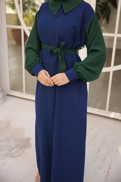 hacer ayaydın Φορητό Φόρεμα Hijab με Πολύχρωμες Μανσέτες