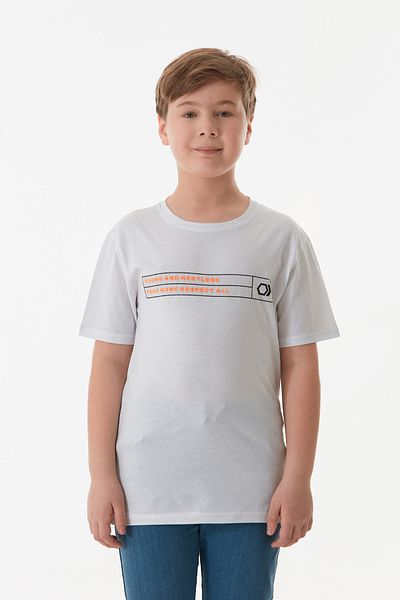 Fulla Moda Μπλουζάκι για αγόρι από 100% βαμβάκι με στάμπα με κείμενο στο μπροστινό και πίσω μέρος