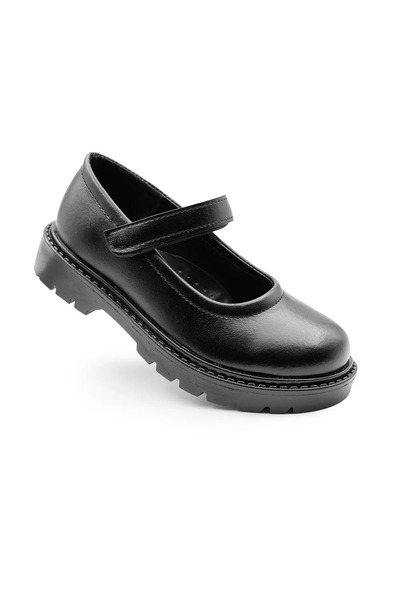 Şahnur Pantofi pentru fete Babet Black Velcro pentru petrecerea timpului libe...