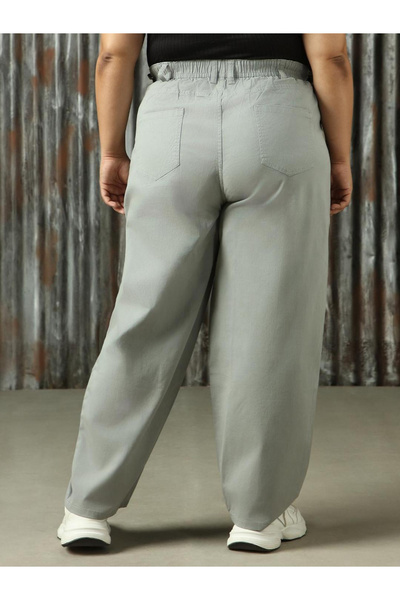 High Star By Styli Plus Size High Rise Regular Fit Trousers