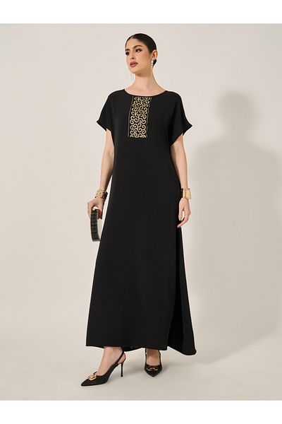 Styli Sequins Embellished Round Neck A-Line Jalabyia