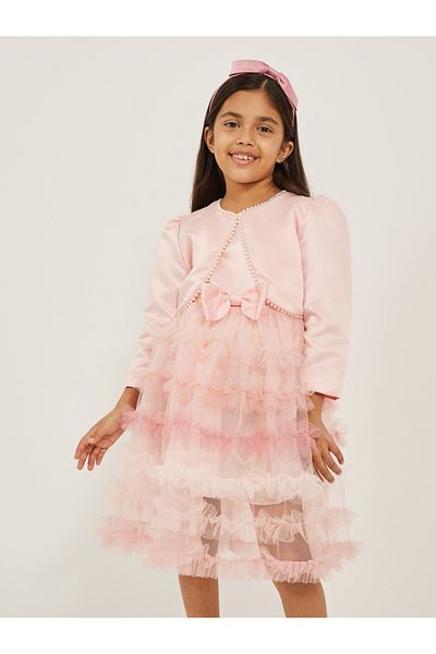Styli Toddler Girls party dress with shrug