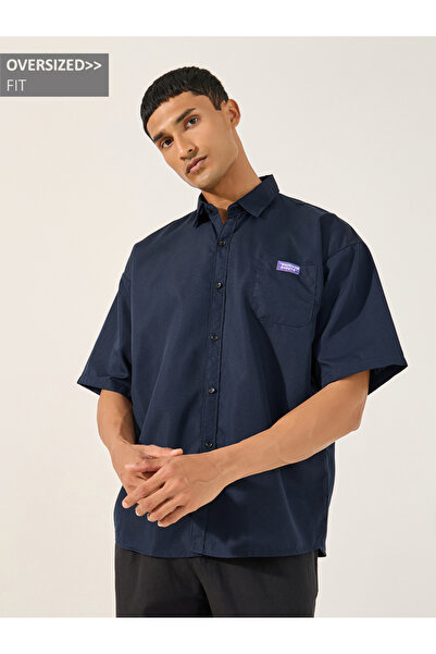 Styli قميص كبير الحجم بأزرار وياقة ممتدة