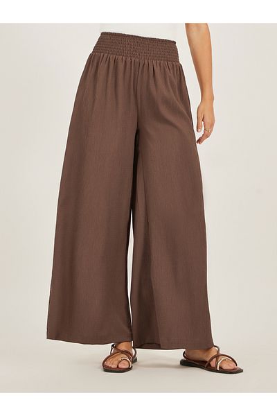 Styli Crinkled Smocked Waistband Wide Leg Pants