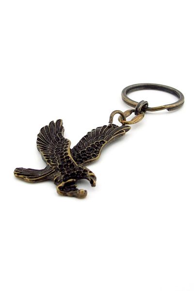 Solfera Eagle Predator Bird Hunter Tumbled Bronze Antique Yellow Metal Key Chain Kc259