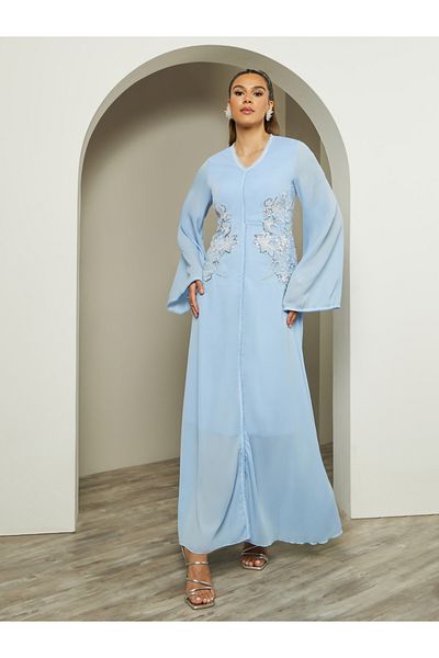 Styli Embellished Long Sleeves A-Line Maxi Dress
