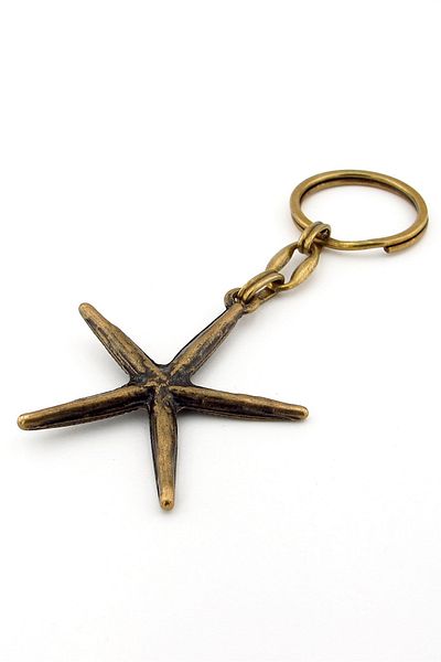Solfera Starfish Seaside Beach Sandy Beach Summer Themed Bronze Antique Metal Keychain Kc253