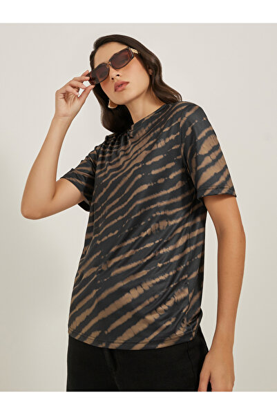 Styli تي شيرت بطبعة حيوانية ورقبة دائرية وأكمام قصيرة