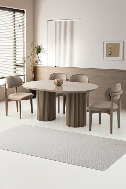 Sweet Home Masa Sandalye Orkide Sabit Oval Bohem Cappicino Yemek Masası Takım...