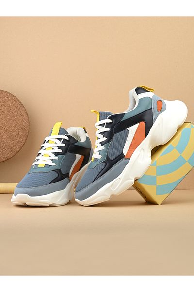 Styli Color Block Chunky Sole Lace Up Sneakers