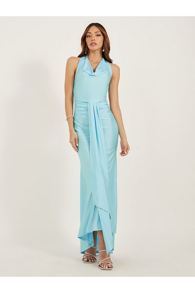 Styli Satin Cowl Neck Sleeveless Mermaid Maxi Dress