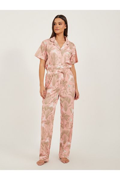 Styli Tropical Printed Shirt and Pyjama Pants Set