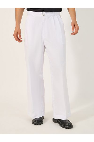 Styli MEN OVERSIZED LEG DOUBLE PLEATED TROUSERS WITH BELT