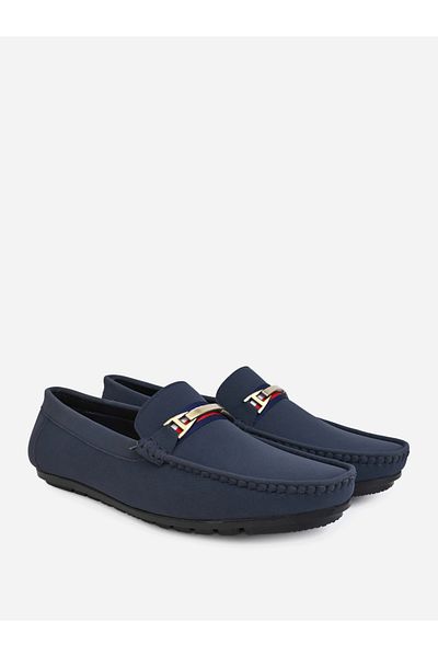 Styli Buckled Faux Leather Slip On Loafers