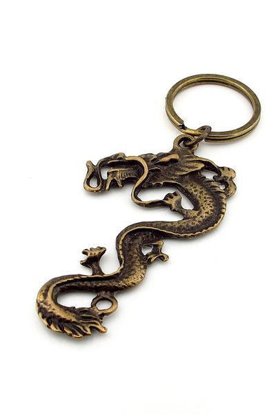 Solfera Bronze Metal Dragon Dragon Feng Shui Luck Magnificence Symbol Key Chain Kc236