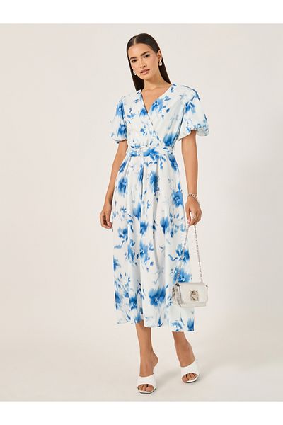 Styli Print Short Sleeves A-Line Maxi Dress