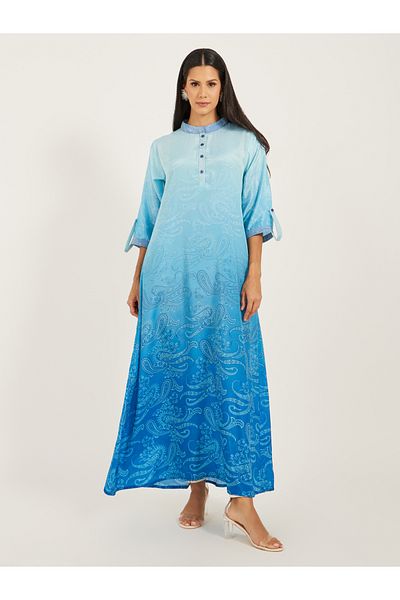 Maxim Creation By Styli Printed Stand Collar Buttoned A-Line Kaftan