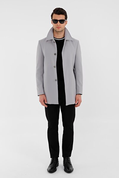 Uki GRI Hakim Yaka,5 Düğme,Tam Astar,Yan Cep,Tek Yırtmaç,Vatkasız