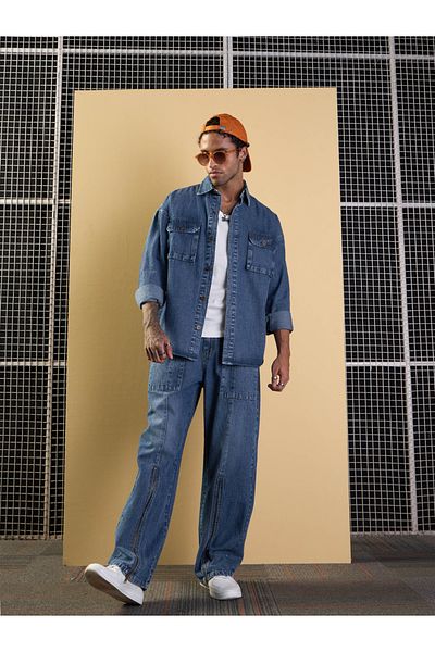 Mascln Sassafras By Styli Blue Denim Oversize Shacket