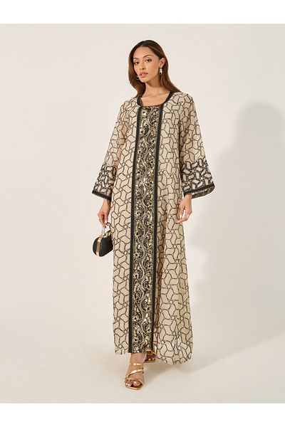 Styli All-Over Embroidered Sequined Jalabyia