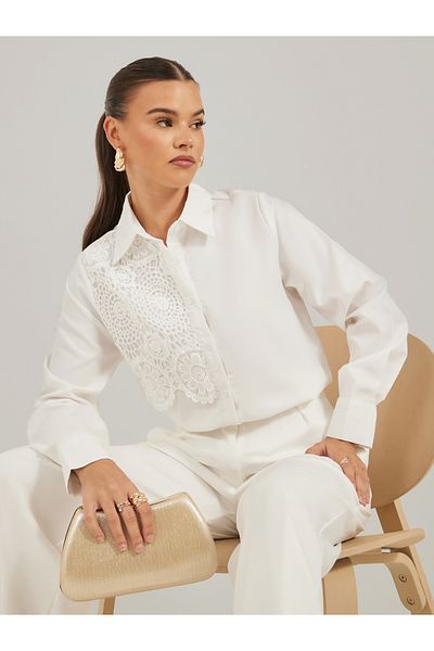 Luxewave By Styli Embroidery Patch Detail Regular Fit Shirt