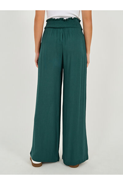 Styli High Rise Smocked Waistband Wide Leg Pants