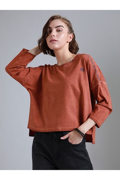 High Star By Styli Washed High Low Boxy Fit T-Shirt