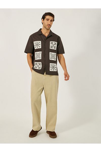 Styli Printed Relaxed Fit Spread Collar Shirt