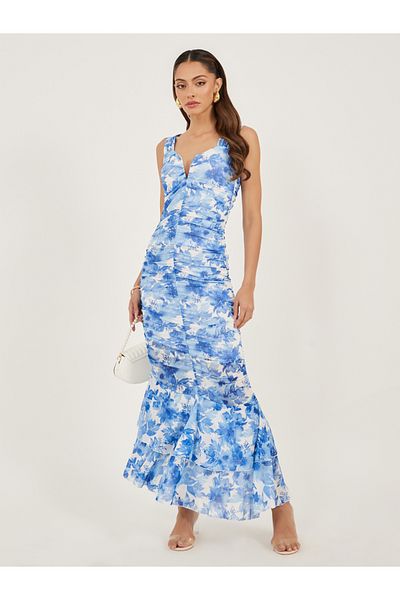 Styli Print Sleeveless Bodycon Maxi Dress
