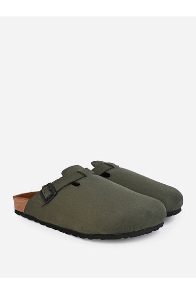 Styli Suede Clogs With Buckle Detail
