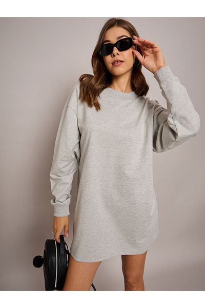 Sassafras By Styli Solid Terry Oversized Mini Sweatshirt Dress