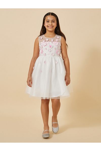 Styli Mesh Insert Flowers Corsage Sleeveless Dress
