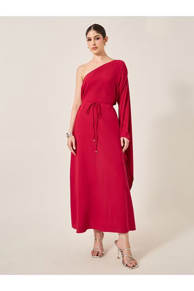 Styli Plain One Shoulder Aline Maxi Dress