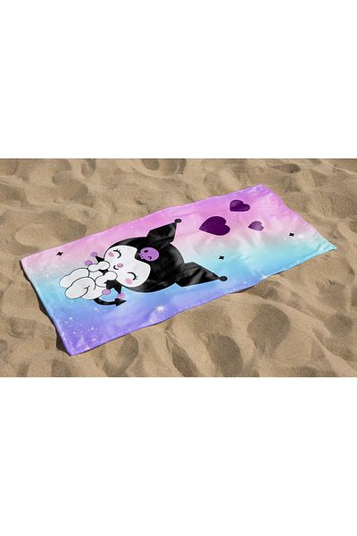 Erays Home Kuromi Patterned Digital Printed Beach Towel for Girls