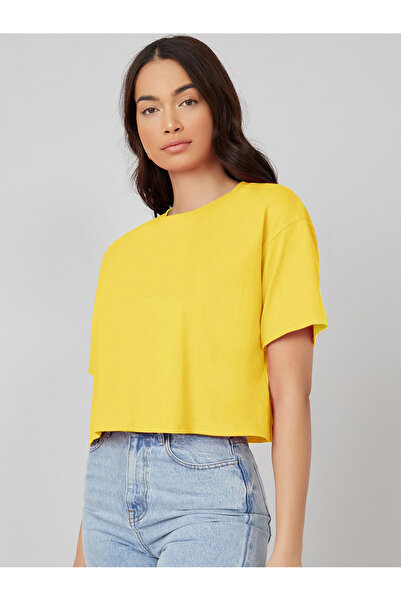 Kotty By Styli Solid Short Sleeve Oversized Crop T-Shirt