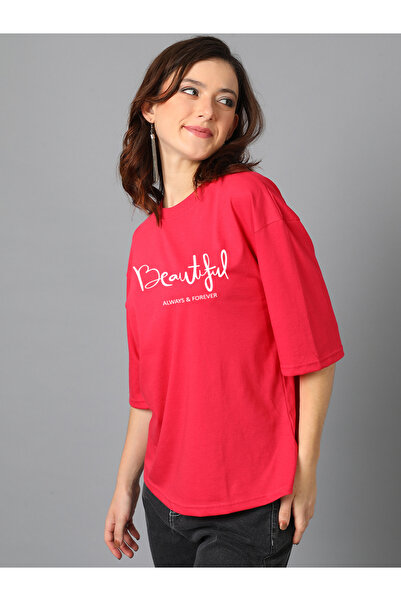 Kotty By Styli Slogan Print Short Sleeve Oversized T-Shirt