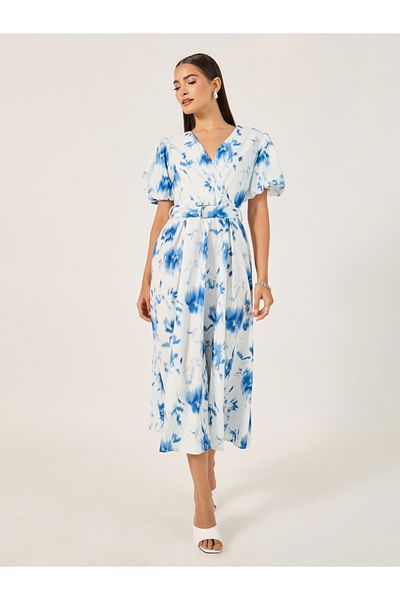 Styli Print Short Sleeves A-Line Maxi Dress