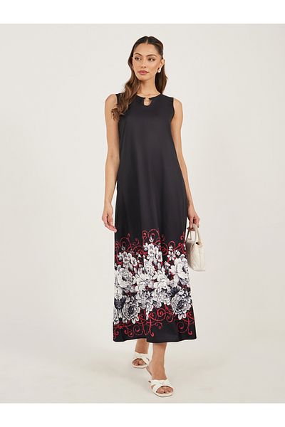 Styli Print Sleeveless A-Line Maxi Dress