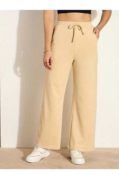 Sassafras By Styli Mid Rise Wide Leg Terry Track Pants