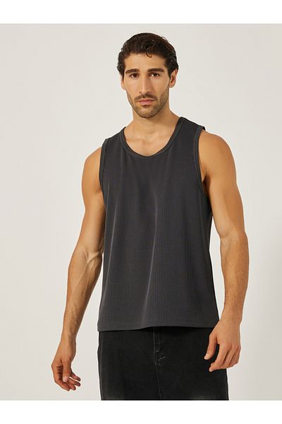 Styli Regular Fit Ribbed Round Neck Vest T-Shirt
