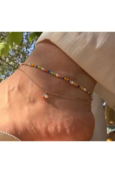 MYSTERY TAKI AKSESUAR Double Chain Colorful Ankle