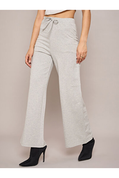 Sassafras By Styli Solid Terry Wide Leg Pants with Elasticated Waistband