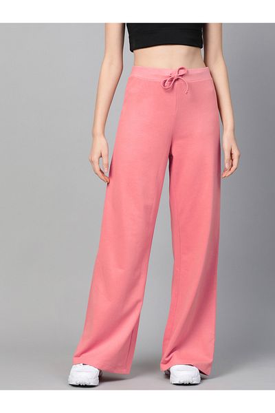 Sassafras By Styli Mid Rise Wide Leg Terry Track Pants