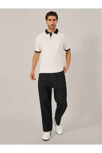 Styli Contrast Tipped Relaxed Fit Polo T-Shirt