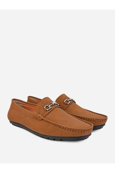 Styli Buckled Faux Leather Slip On Loafers