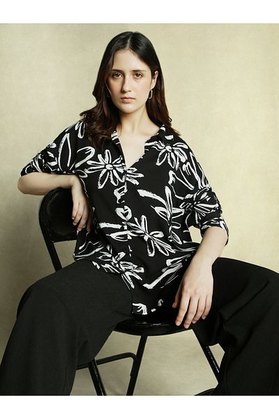 Dennis Lingo By Styli All Over Printed Longline Oversized Shirt