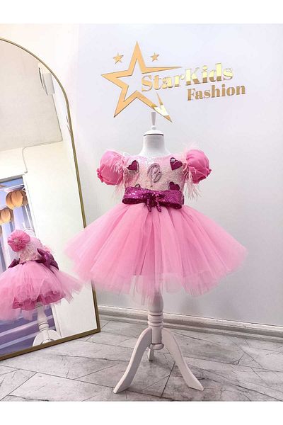 Star Kids Rochie tutu roz pentru fete, costum roz pentru fete cu design exclusivist